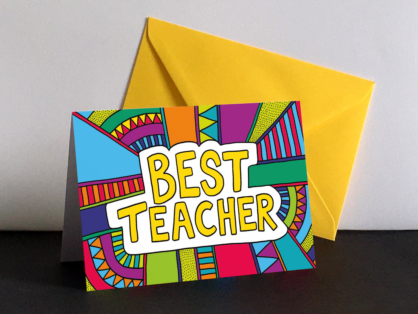 BEST TEACHER – Colourful Greeting Card by Handy Studio