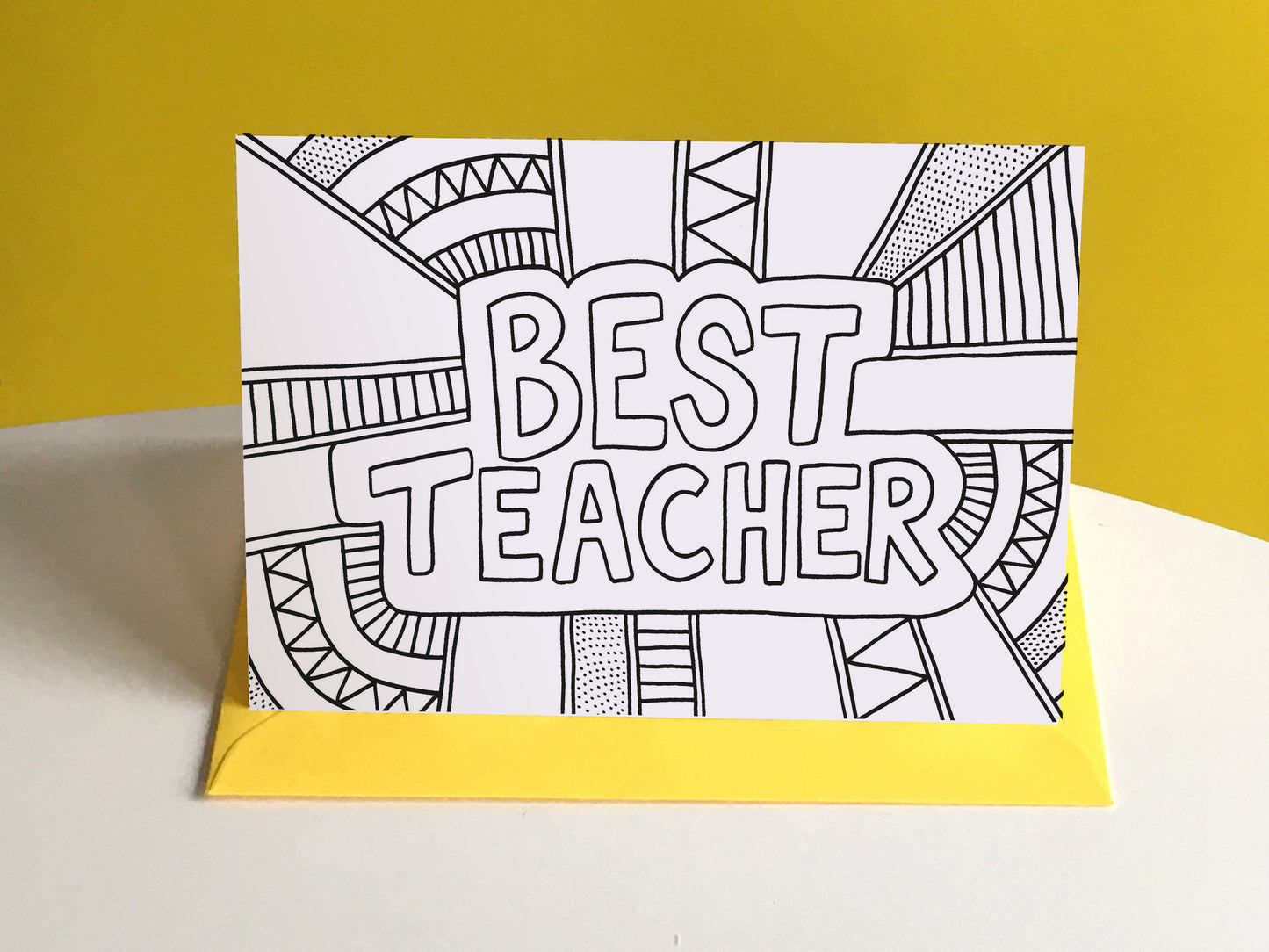 BEST TEACHER – Colouring In Greeting Card