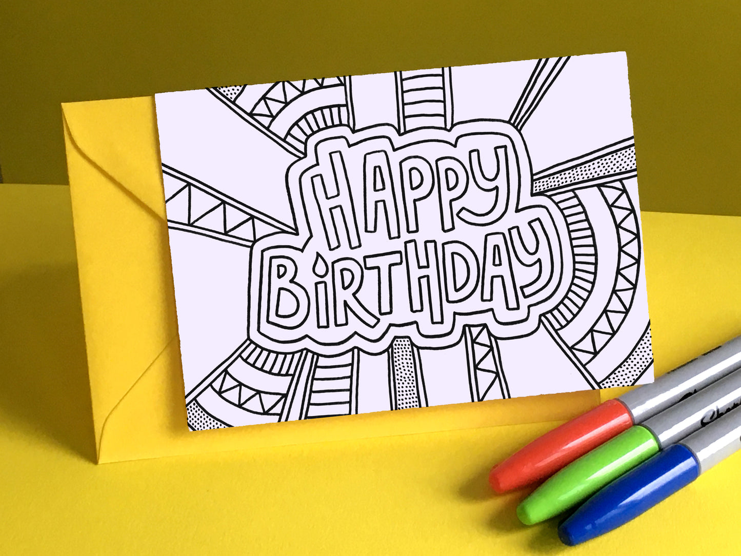 HAPPY BIRTHDAY – Colouring In Greeting Card