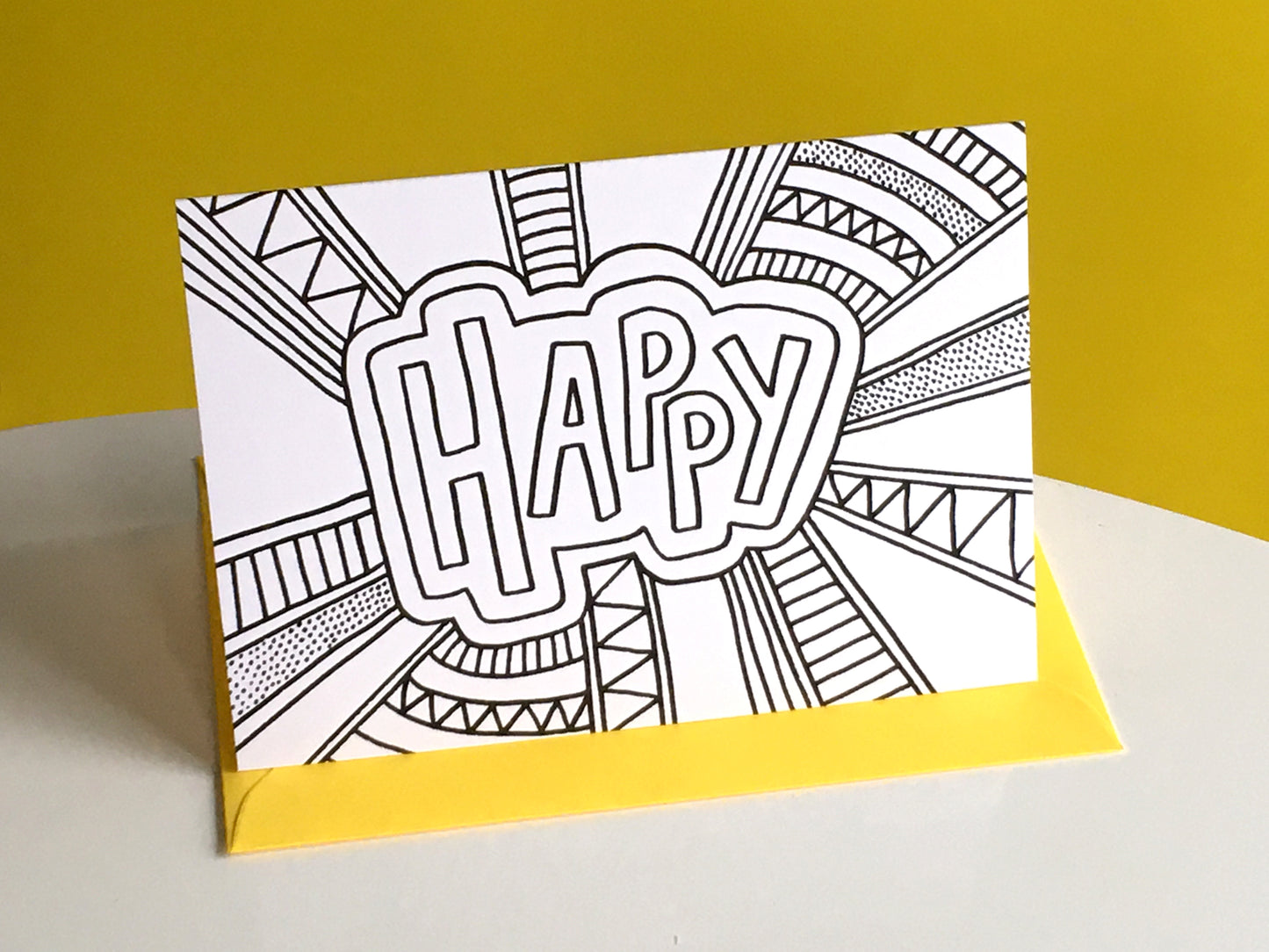 HAPPY – Colouring In Greeting Card