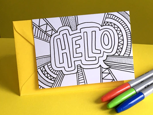 HELLO – Colouring In Greeting Card