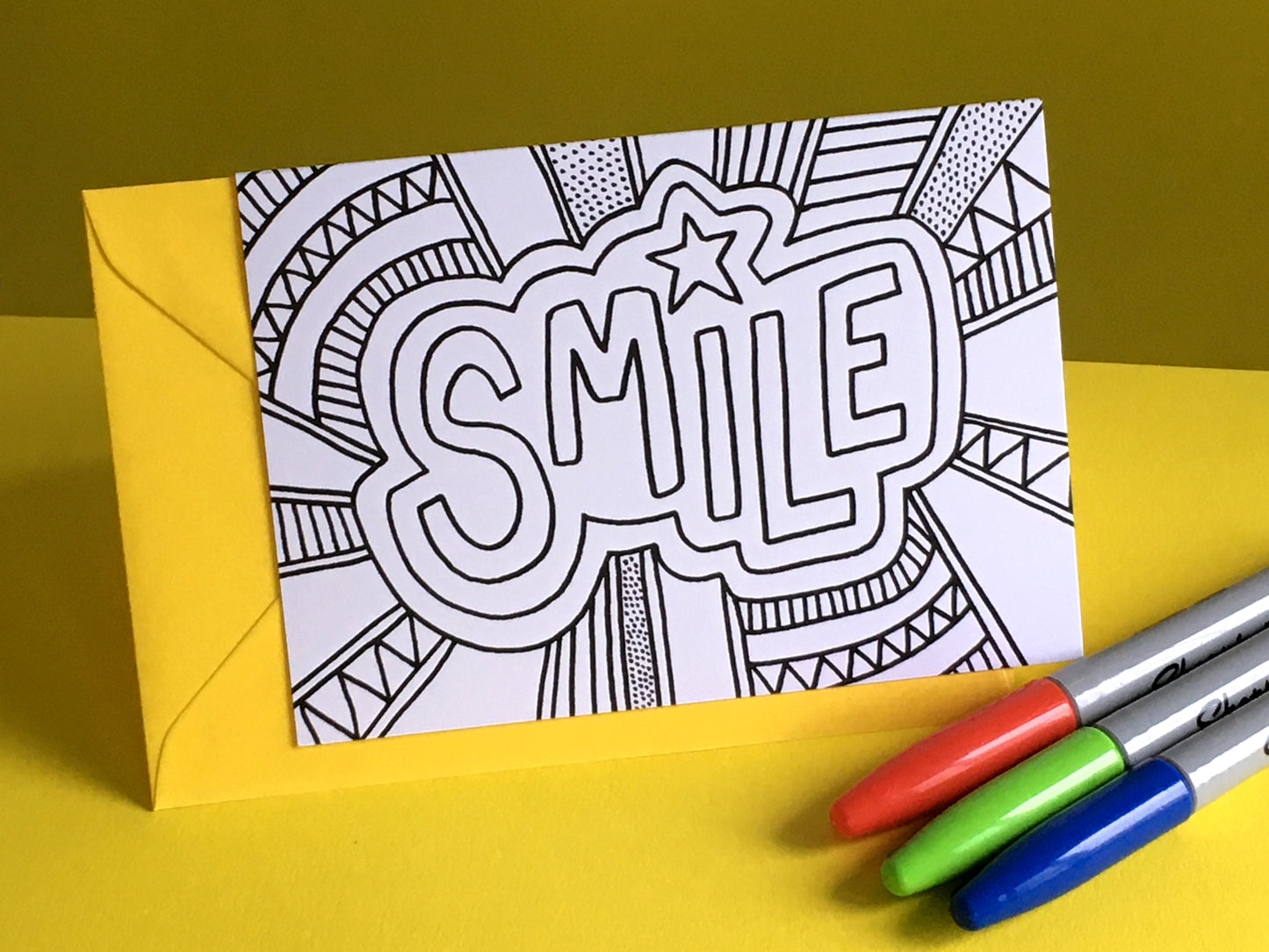 SMILE – Colouring In Greeting Card