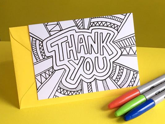 THANK YOU – Colouring In Greeting Card