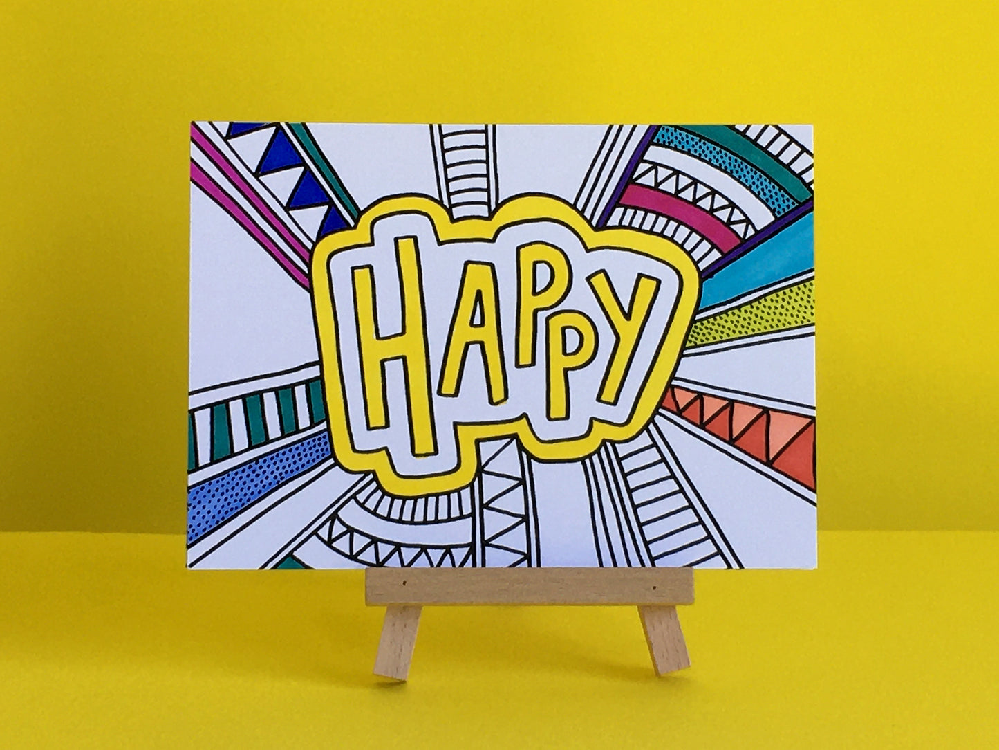 HAPPY – Colouring In Greeting Card